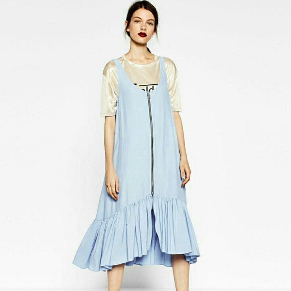 ZARA Oversized Ruffle Hem Midi Dress - Size M - Picture 11 of 11